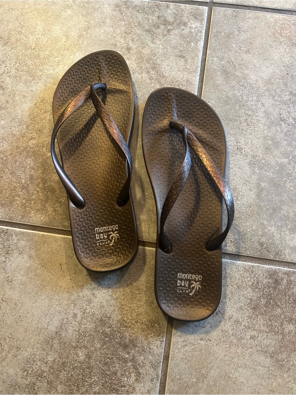 Montego Bay Club Bronze/Dark Brown Textured Flip Flops